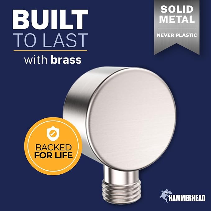 HammerHead Showers Solid Metal Drop Ell Wall Mount Elbow, 1/2" Shower Hose - Image 2