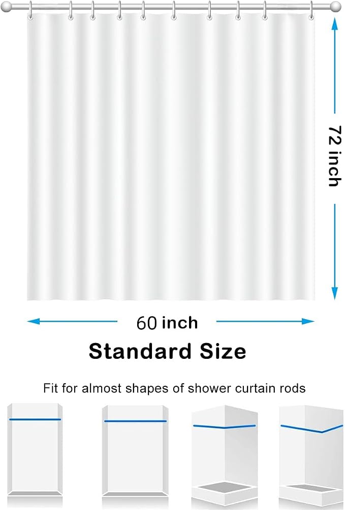 Black Plastic Shower Curtain Liner 60W x 72H Inches, PEVA Shower Liner - Image 5