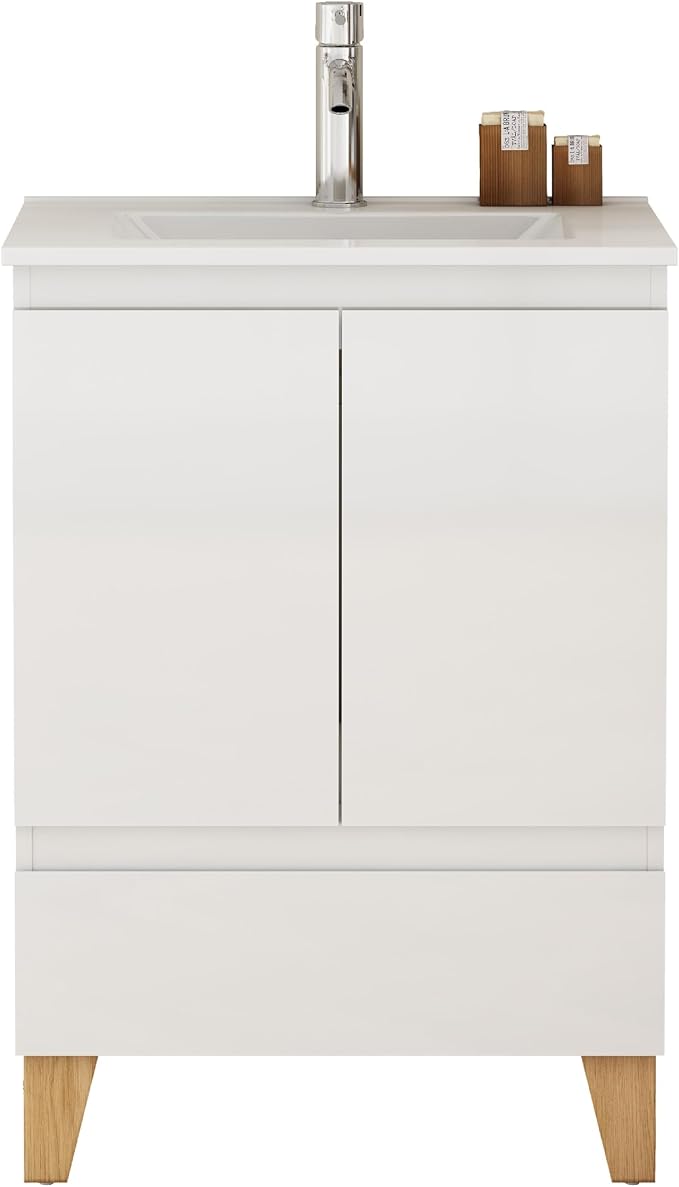 24-Inch Bathroom Vanity with Ceramic Sink Combo, Freestanding Modern Bathroom - Image 7