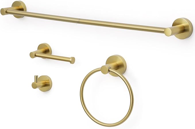 Brushed Gold Bathroom Hardware Set 4 Piece Towel bar Set, Towel Rack by Designchangeslife