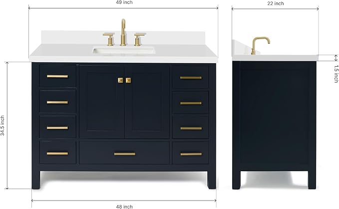 ARIEL 49" Midnight Blue Bathroom Vanity - Image 2