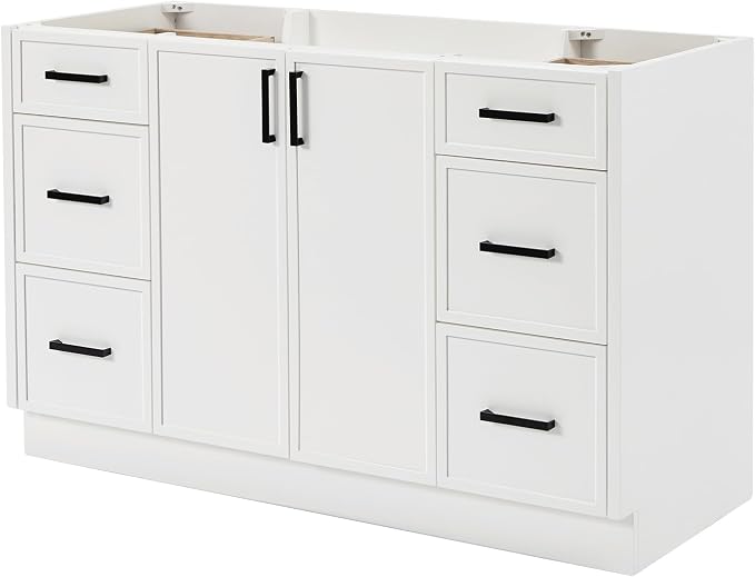 ARIEL Kelly 54 inch Bathroom Vanity Without Sink in White, Bathroom Base Cabinet - Image 3