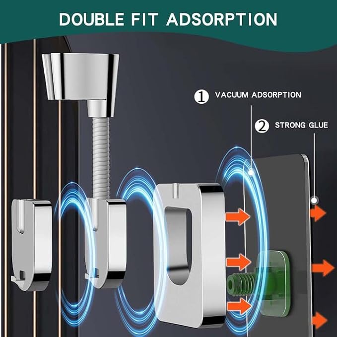2pcs Shower Head Holder Wall Mount, 360° Adjustable Handheld Holder, No-Drill - Image 8