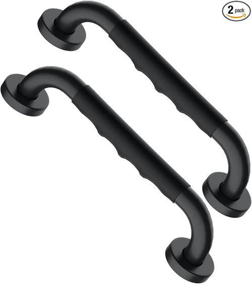 12 Inch Black Shower Grab Bar w/Anti Slip Rubber Grip, Munzong 2 Pack Stainless by Munzong