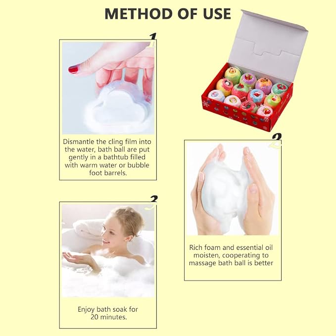 12PCS Christmas Bath Bombs Set, Organic Essential Oil Bath Salt Balls - Image 3