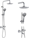 Outdoor Shower Faucet Set 8" Round Shower Head 3 Function Thermostatic Rainfall by LFGUD