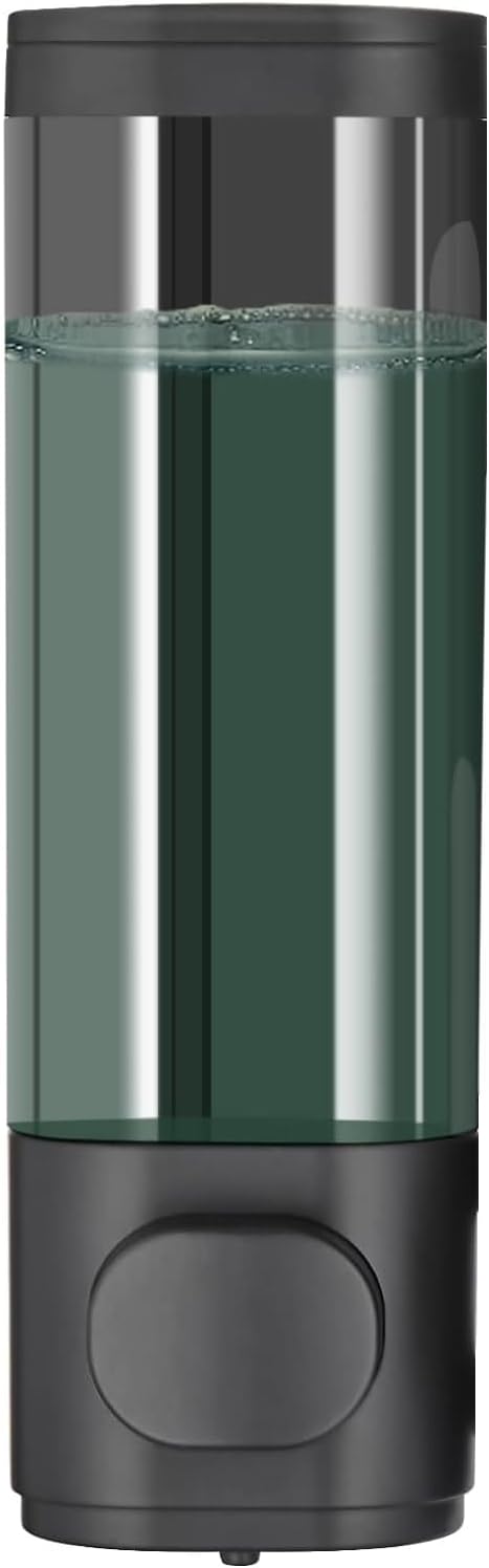 Manual Bathroom Wall Mounted Soap Dispenser, 10oz/300ml Single Black Bathroom by Unknown