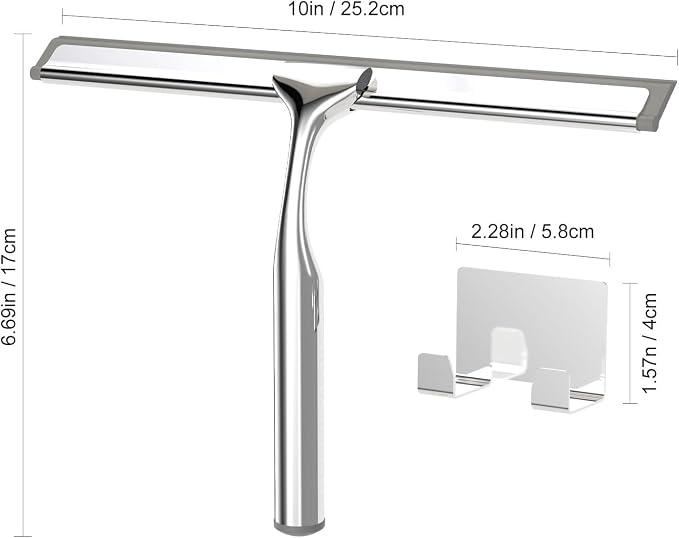 Shower Squeegee for Glass Doors, Stainless Steel Shower Squeegee for Bathroom - Image 3