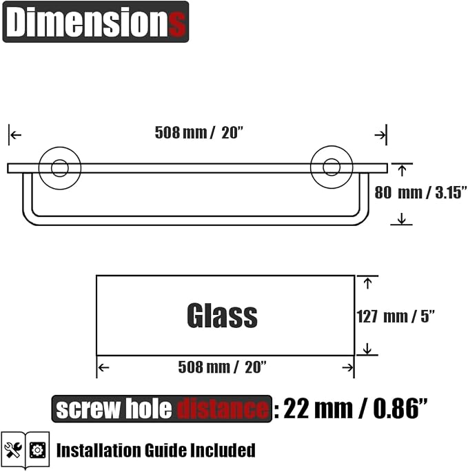 JQK Bathroom Glass Shelf, Shelf - Image 2