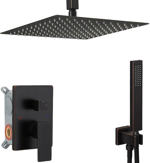 16 Inch Oil Rubbed Bronze Ceiling Mount Shower System Bathroom Luxury Rain by YCAIKOI