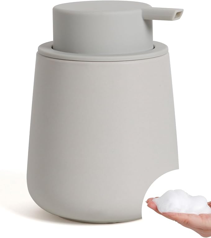 Bosilunlife Ceramic Foaming Soap Dispenser - 12oz Matte Grey Foam Hand Wash by BosilunLife