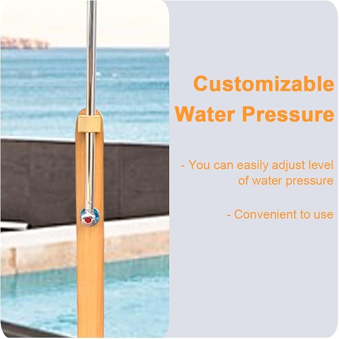 Outdoor Shower Kit Portable Wood Outdoor Garden Pool Shower - Image 5