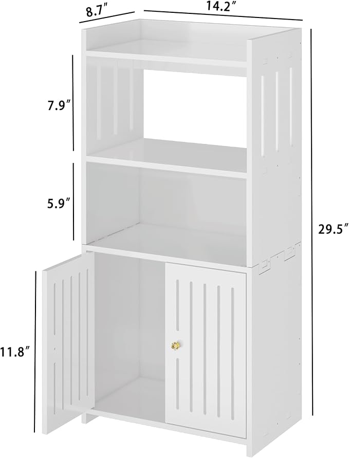 Bathroom Storage Cabinet, 4-Tier White Floor Cabinet Freestanding Organizer - Image 3