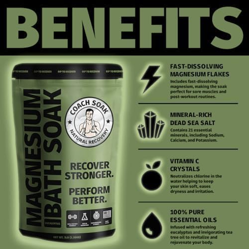 5 Pack Bundle: Coach Soak Recovery Bath Soak, Epsom Salt Bulk, Bath Salts Bulk - Image 3