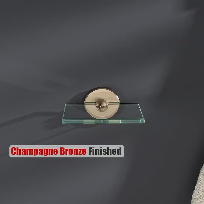 JQK Small Floating Glass Shelves Champagne Bronze, 4 Inch Display Ledges - Image 4