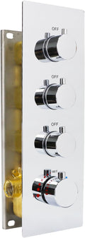 HOMEDEC 3-way Brass Thermostatic Shower Diverter, 4 Handle Flow Control Valve by HOMEDEC