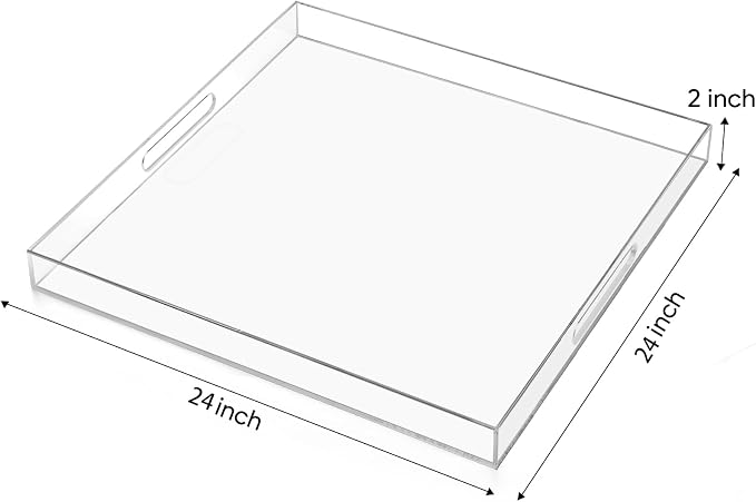24×24 inches Oversized Clear Acrylic Ottoman Tray Extra Large Decorative Tray - Image 2