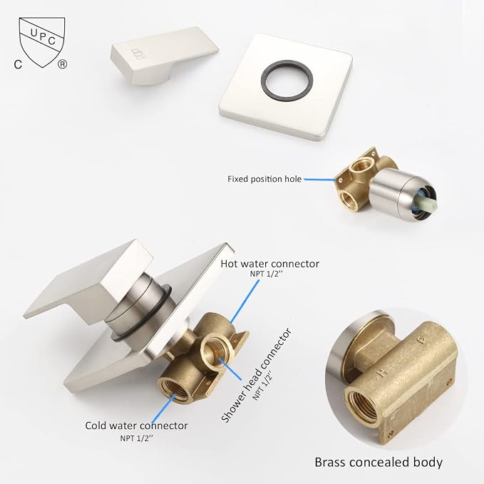 POP SANITARYWARE Shower Only Faucet Set Brushed Nickel, Bathroom Rain Mixer - Image 5
