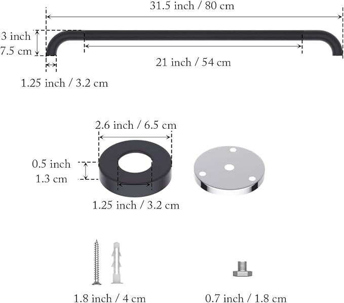 32 Inch Anti Slip Shower Grab Bar Oil Rubbed Black 1.25" Diameter, Munzong - Image 2