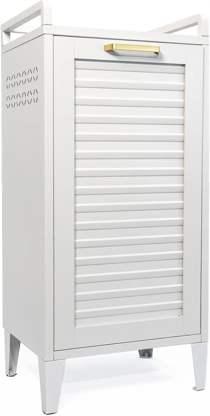 Metal Tilt-Out Laundry Hamper Cabinet, 50L Large-Capacity Hidden Hamper - Image 9