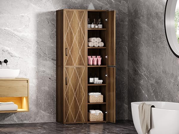 Tribesigns 75" Tall Narrow Storage Cabinet Set of 2, Modern Farmhouse Pantry - Image 5