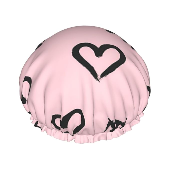 Eyelash and Heart Shower Cap for Women Reusable Waterproof Stylish Bath Hat by ZEYARUIBO