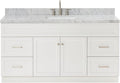 ARIEL Hamlet 67" White Bathroom Vanity, 1.5" Edge Italian Carrara Marble by Ariel