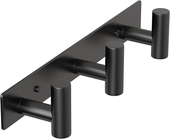 HUFEEOH Coat Hooks Wall Mount, Stainless Steel 3 Hooks Towel Hooks Black T by HUFEEOH
