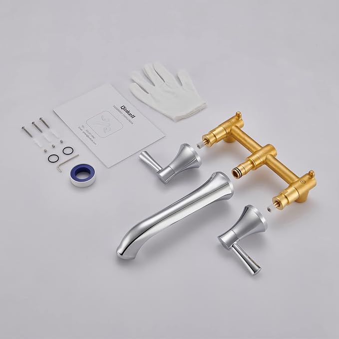 Wall Mount Tub Filler, Roman Tub Faucet Polished Chrome Brass Bathtub Faucets - Image 7