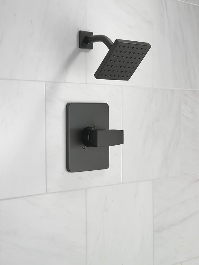 Delta Modern 14 Series Shower Faucet Set, Matte Black Shower Head and Handle Set - Image 3