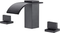 sumerain Black Waterfall Tub Faucet Deck Mount 3 Hole Widespread Bathtub Faucet by SUMERAINFAUCETS