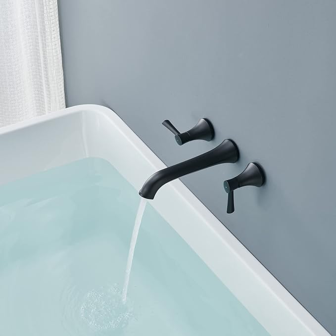 Tub Faucet Wall Mount Roman Tub Filler Black Brass Bathtub Faucets - Image 4