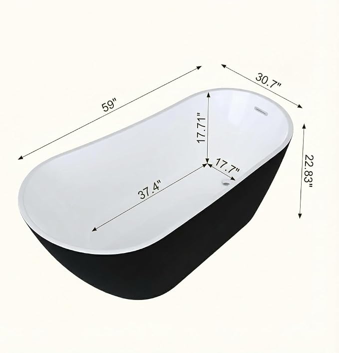 Bathtub with Upturned Ends, CUPC Chrome Drain and Overflow, Built-in Overflow - Image 2