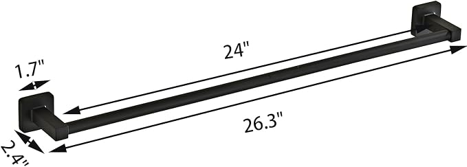 Matte Black Bathroom 24 InchTowel Bar, Bath Accessories Thicken Stainless Steel - Image 4