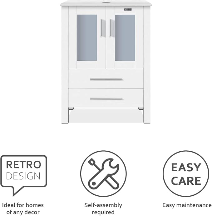 eclife 24" Modern Bathroom Vanity Sink Combo Freestanding Cabinet - Image 5