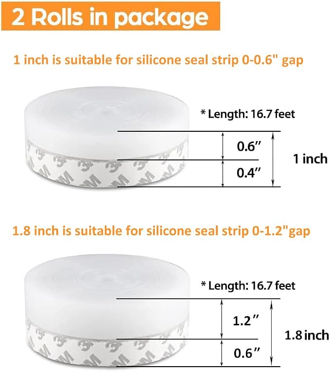 33.5 FT Weather Stripping Door Seal Strip, Shower Door Bottom Seal, Self - Image 2
