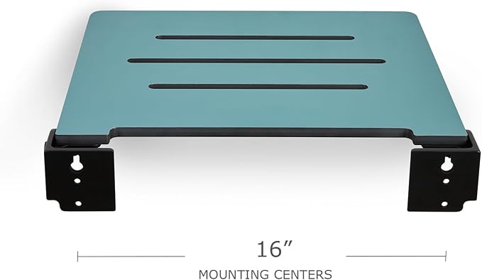 18 inch Silhouette Slimline Folding Wall Mount Shower Bench Seat, Teal Seat - Image 8