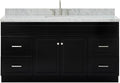 ARIEL Hamlet 67" Black Bathroom Vanity, 1.5" Edge Italian Carrara Marble by Ariel
