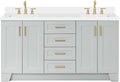 ARIEL Taylor 67" Grey Double Vanity, 1.5" Edge Pure White Quartz Countertop & by Ariel