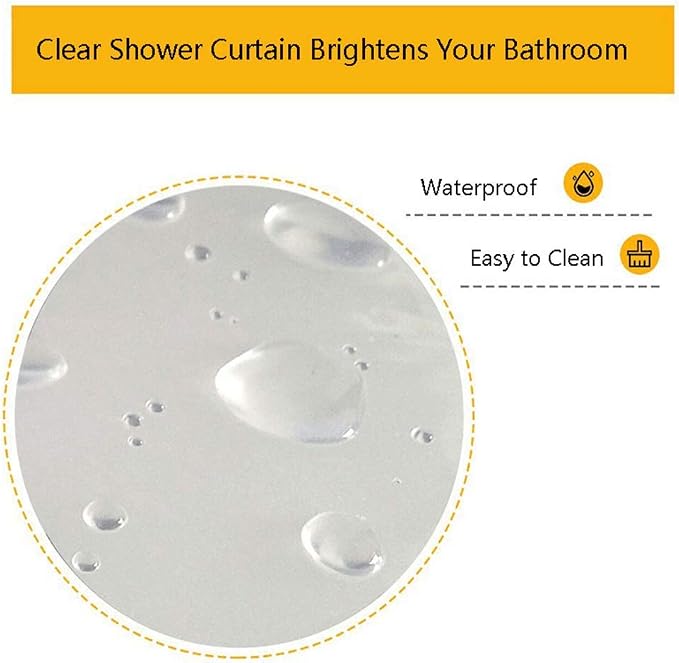 AooHome Standard 72x72 Inches Shower Curtain Liner, Bottom Magnets, Water - Image 7