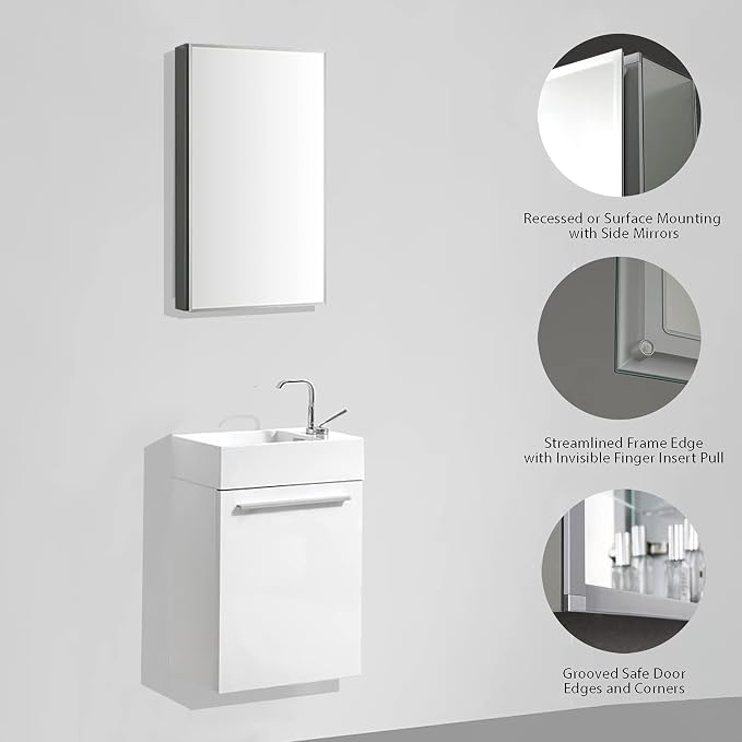 Blossom 15x26 Inch Aluminum Medicine Cabinet - Image 6