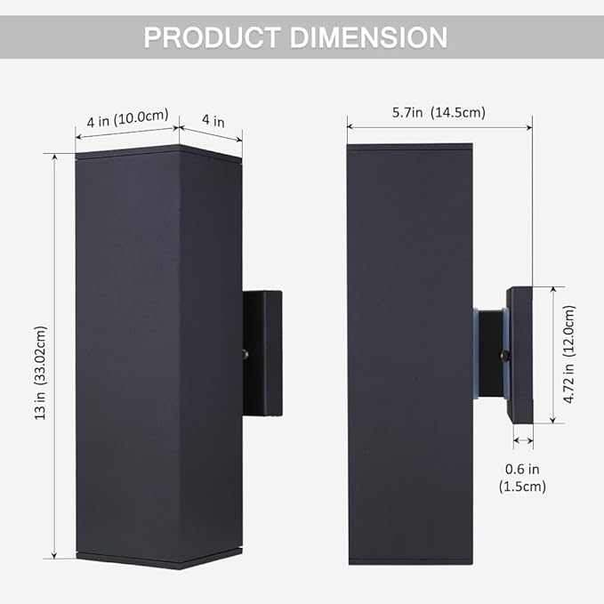 Cerdeco Aluminum Modern Outdoor Wall Light, Exterior Outdoor Wall Sconce Up - Image 5