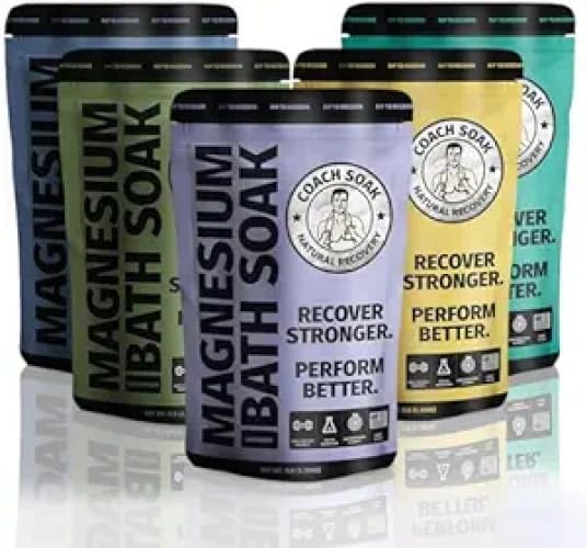 5 Pack Bundle: Coach Soak Recovery Bath Soak, Epsom Salt Bulk, Bath Salts Bulk by CoachSoak