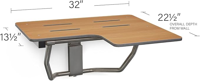 Seachrome 32" x 22.5” Teak Reversible Folding Transfer Tub/Shower Seat - Image 2