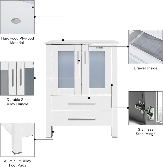eclife 48" Modern Bathroom Vanity Sink Combo Freestanding Cabinet - Image 3