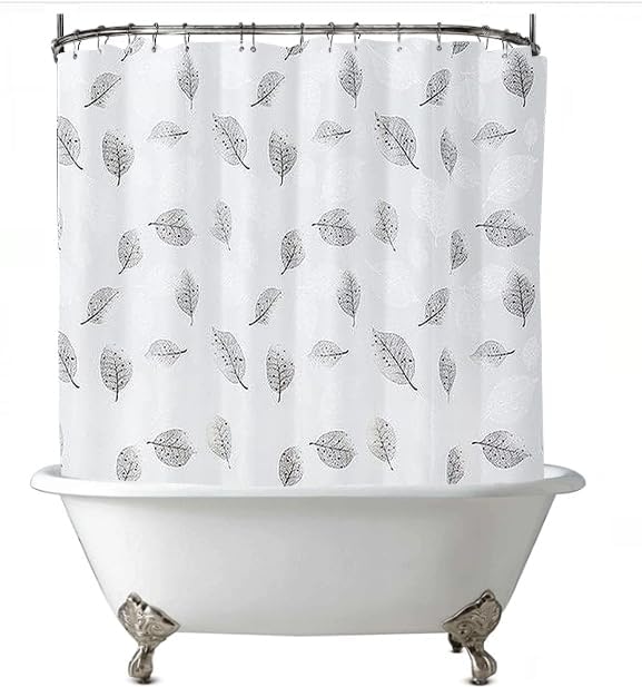 Shower Curtain Liner for Clawfoot Tub 180x70Inch Leaf Clear Heavy Duty by De-Mediocre