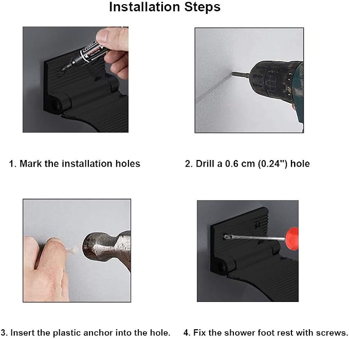 Shower Foot Rest for Shaving, Wall Mounted Folding Foot Stand for Bathroom - Image 4