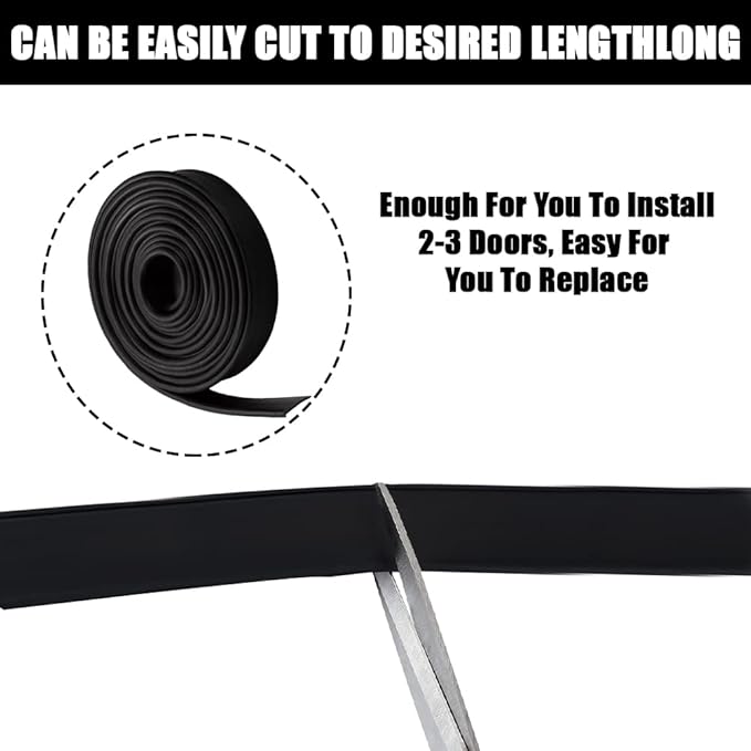 Shower Bottom Waterproof Door Rubber Sweep Trim Black Seal - Image 5