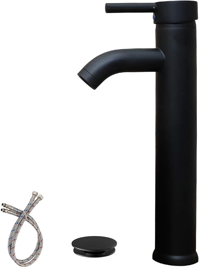 Matte Black Bathroom Faucets, Vessel Sink Faucet One Hole Single Handle Modern by Greenspring