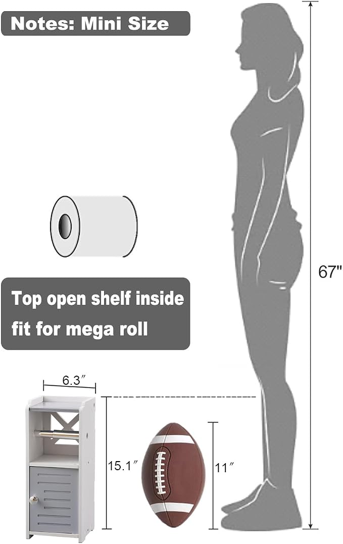 AOJEZOR Toilet Paper Holder Stand: PVC Bathroom Cabinet Storage - Image 2